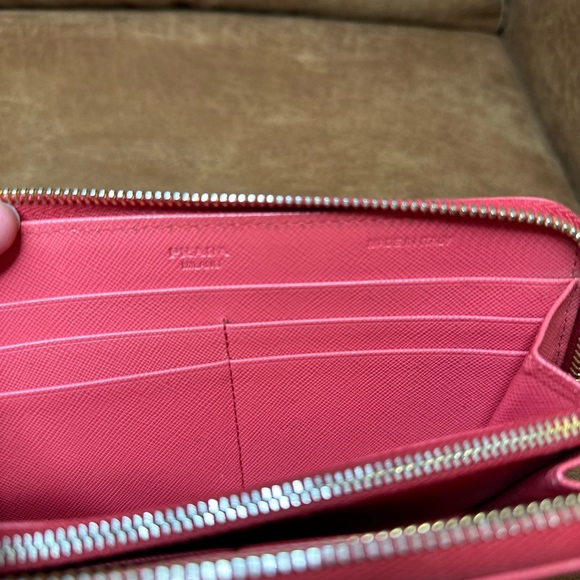 PRADA Fragola Saffiano Fiocco Zip Around Long Wallet - Picture 11 of 14